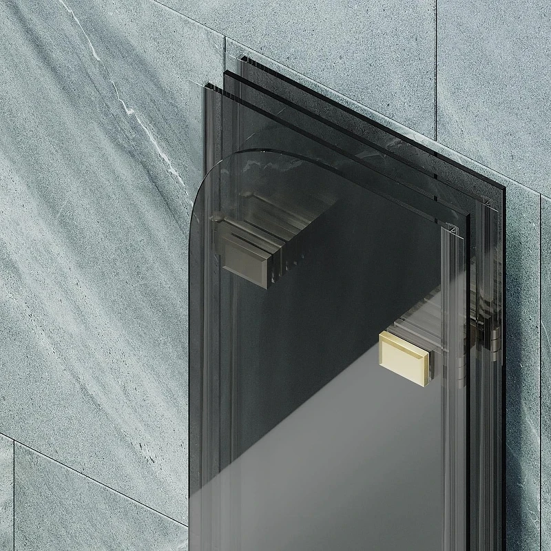 Шторка для ванны Maybah Glass MGV-588-3 980х1400 складная 4 секции Золото стекло графитовое