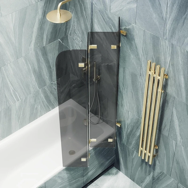 Шторка для ванны Maybah Glass MGV-588-3 980х1400 складная 4 секции Золото стекло графитовое