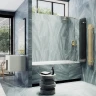 Шторка для ванны Maybah Glass MGV-588-3 980х1400 складная 4 секции Золото стекло графитовое