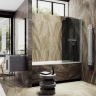 Шторка для ванны Maybah Glass MGV-785-5 700х1400 поворотная на монопетле с полотенцедержателем Хром матовый стекло графитовое
