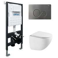 Комплект унитаза с инсталляцией Abber Bequem AC1131TC-AC0105-AC0121NG цвет Белый с сиденьем Микролифт