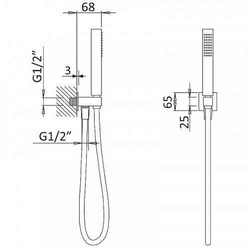 Душевой гарнитур Cezares Porta PORTA-DEFM-NOP Черный матовый латунь на стену