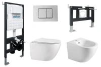 Комплект унитаза Abber Bequem AC1100-AC0105-AC0120-AC1150-AC0101P с сиденьем Микролифт и клавишей смыва цвет Хром