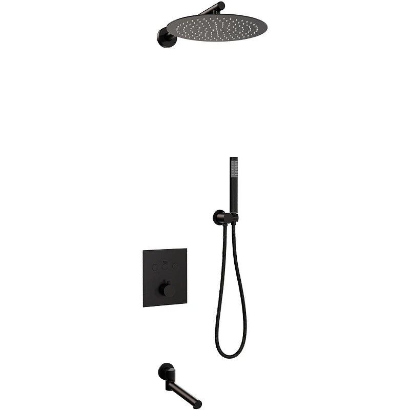 Душевая система RGW Shower Panels SP-370B 511408370-04 с термостатом Черная матовая латунь встраиваемый