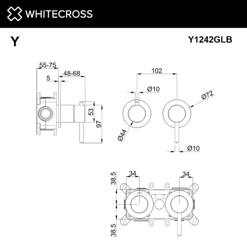 Смеситель для душа Whitecross Y brushed gold Y1242GLB цвет Золото брашированное