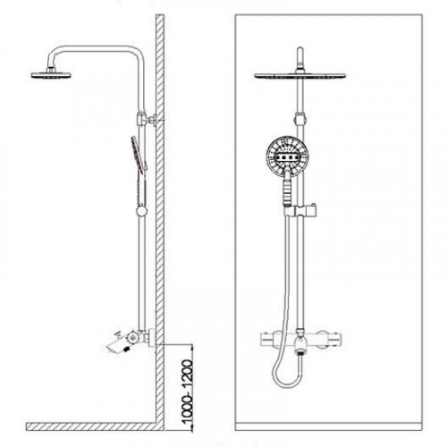 Душевая система WeltWasser TS 6270 10000001733 с термостатом Хром латунь на стену