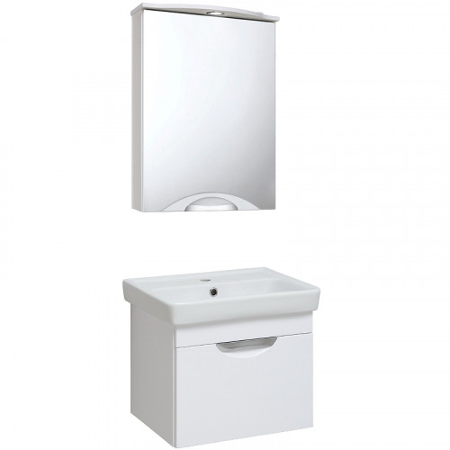 Зеркальный шкаф Runo Ибица 50 R 00000001075 с подсветкой Белый МДФ / ЛДСП, стекло