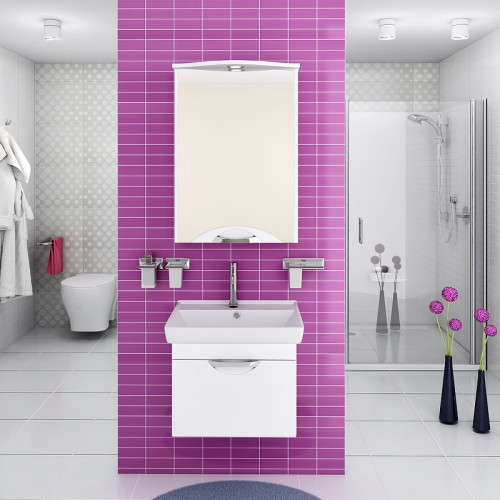 Зеркальный шкаф Runo Ибица 50 R 00000001075 с подсветкой Белый МДФ / ЛДСП, стекло