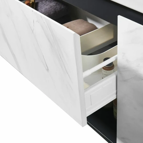 Тумба с раковиной Orans BC-0903 100 9031000 подвесная Dark grey White marble МДФ / ЛДСП