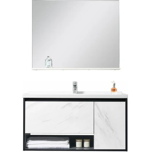 Тумба с раковиной Orans BC-0903 100 9031000 подвесная Dark grey White marble МДФ / ЛДСП