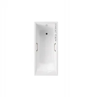 Чугунная ванна Vinsent Veron Devon 180x70 VDV1807045H/VH0012BR-AS цвет Белый с квадратными бронзовыми ручками и антискользящим покрытием