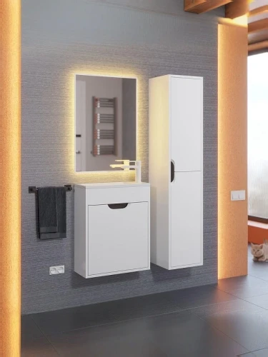 Тумба с раковиной Uperwood Modul 50 393020555 подвесная цвет Белый матовый Графит матовый