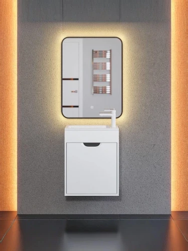 Тумба с раковиной Uperwood Modul 50 393020555 подвесная цвет Белый матовый Графит матовый