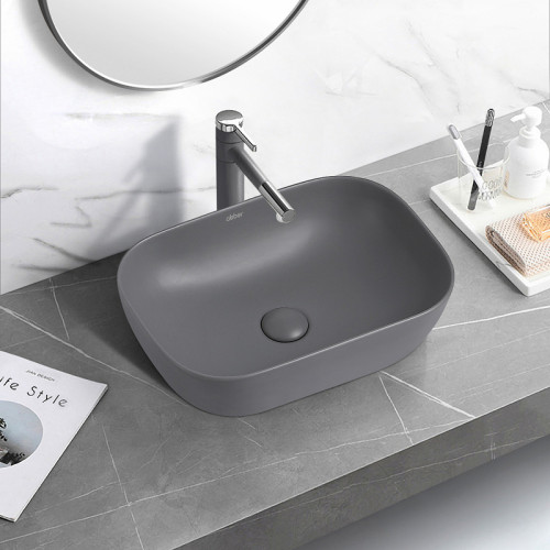 Раковина-чаша Abber Rechteck 46 AC2200MG Серая матовая фаянс накладная