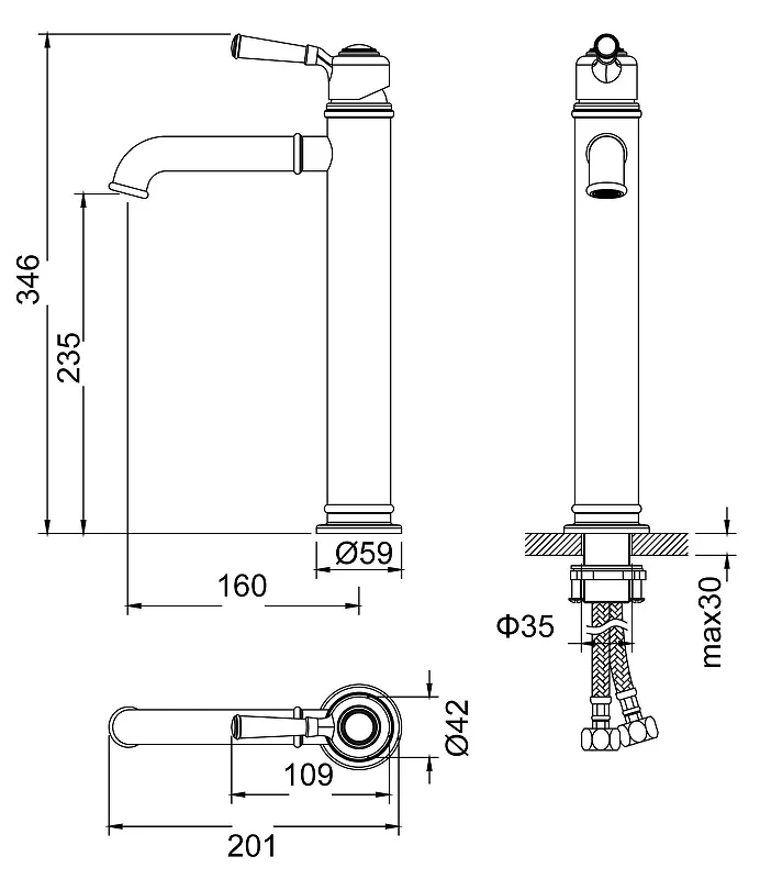 Смеситель для раковины Timo 5311/03F Черный