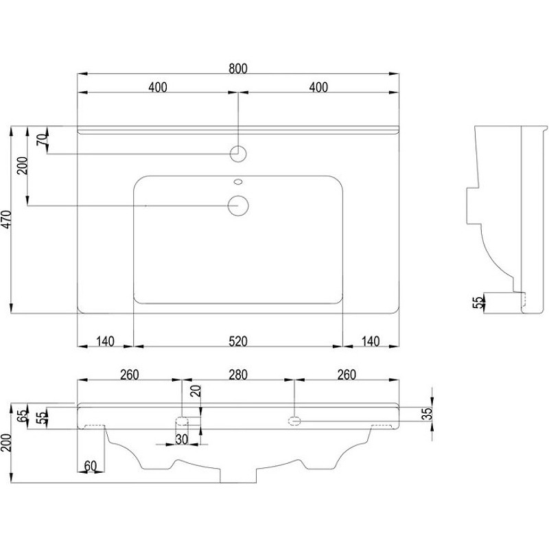 Раковина ASB-Woodline Dreja Гармония 80 29124 Белая фаянс накладная