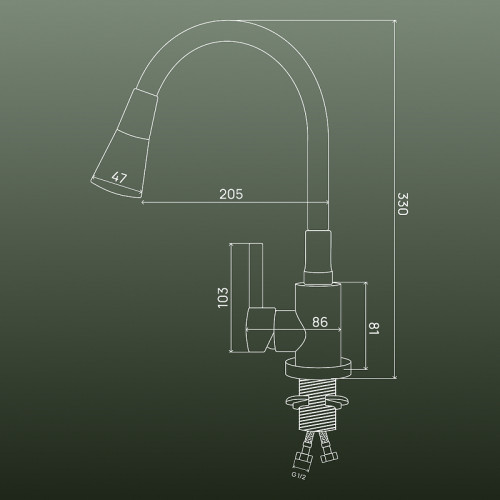 Смеситель для кухни Ростовская Мануфактура Сантехники SUS123BL-016F цвет Нержавеющая сталь Черный