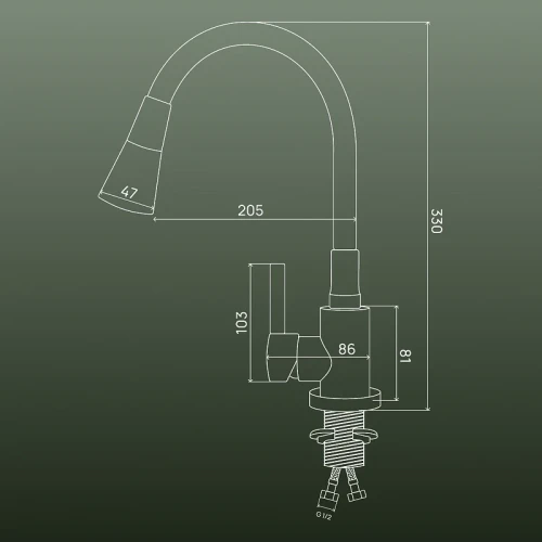 Смеситель для кухни Ростовская Мануфактура Сантехники SUS123BL-016F цвет Нержавеющая сталь Черный