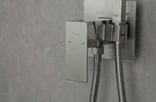Гигиенический душ со смесителем Frap H802 F72802 Сатин нержавеющая сталь на стену
