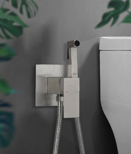 Гигиенический душ со смесителем Frap H802 F72802 Сатин нержавеющая сталь на стену