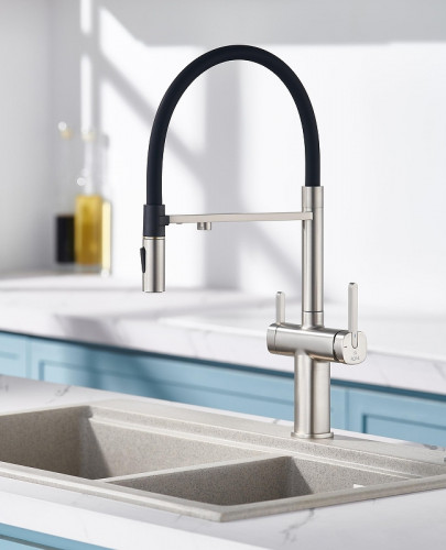 Смеситель для кухни Rose R358L цвет Сатин Черный