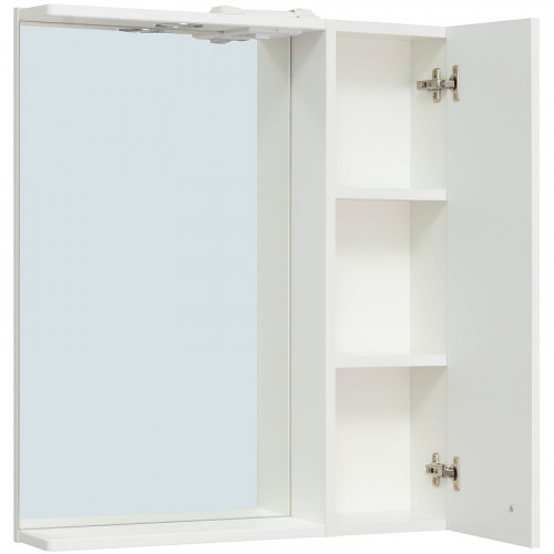 Зеркало со шкафом Runo Римини 65 00-00001256 с подсветкой Белое МДФ / ЛДСП, стекло