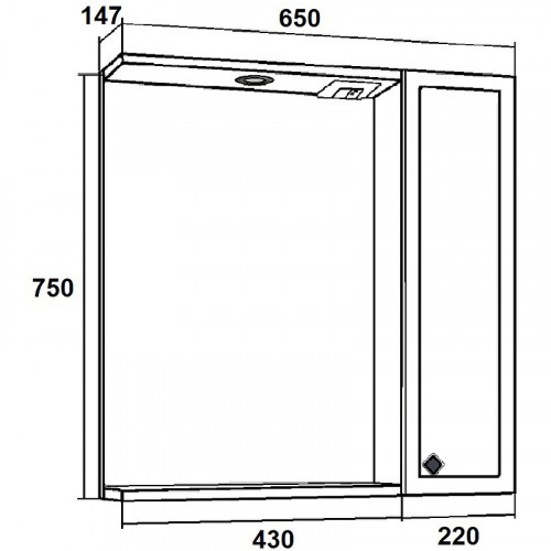 Зеркало со шкафом Runo Римини 65 00-00001256 с подсветкой Белое МДФ / ЛДСП, стекло