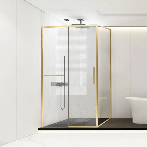 Душевой уголок Vincea Slim Soft 110x80 VSR-1SS8011CLG профиль Брашированное золото стекло прозрачное