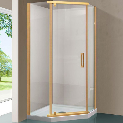 Душевой уголок Vincea Stresa 100x100 VSP-1S100CLG профиль Брашированное золото стекло прозрачное