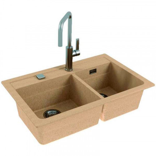 Кухонная мойка Alveus Granital Atrox 50 Beige G55 790x500 1132000 Бежевая искусственный камень (литьевой мрамор) встраиваемая сверху, встраиваемая снизу