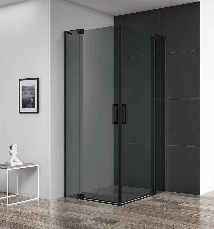 Душевой уголок Cezares Slider 90x80 SLIDER-AH-2-70/80-80/90-GRIGIO-NERO профиль Черный матовый стекло серое
