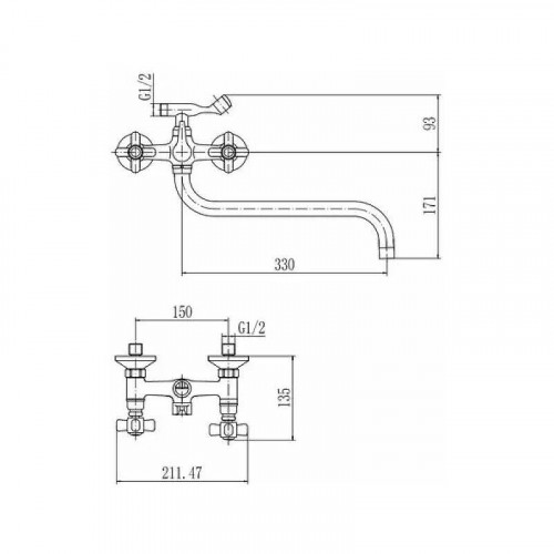 Смеситель для ванны Fashun A2618 универсальный цвет Хром