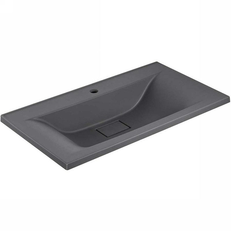 Раковина Vincea 90 VCB-3M900G Серая матовая искусственный камень (литьевой мрамор) полувстраиваемая