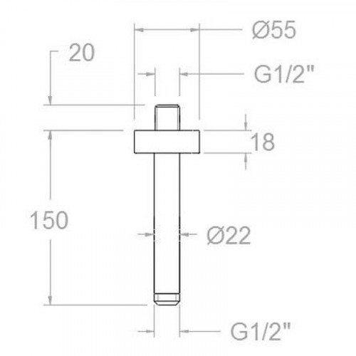 Кронштейн для верхнего душа Ramonsoler Hidroterapia BV15 Хром
