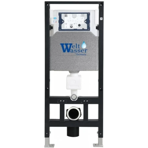 Комплект унитаза с инсталляцией WeltWasser AMBERG 506 + SALZBACH 043 MT-BL + AMBERG RD-WT 10000011540 цвет Черный матовый с сиденьем Микролифт и клавишей смыва цвет Белый