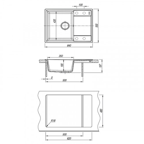 Кухонная мойка Lemark Imandra 640 9910020 Бежевая искусственный камень (литьевой мрамор) встраиваемый