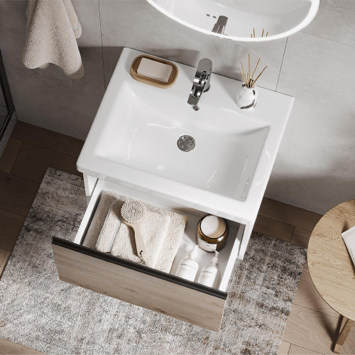 Тумба под раковину Vigo Cross 60 403 подвесная цвет Дуб давос натуральный Белый