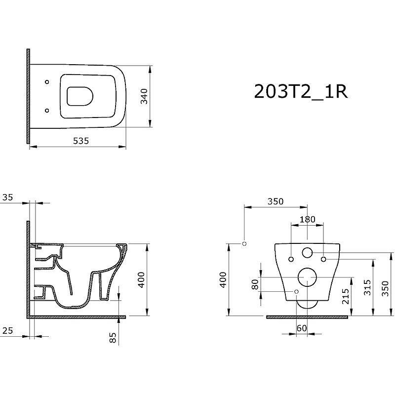 Унитаз Ambassador Benefit 203T20201R подвесной Черный матовый без сиденья фарфор подвесной