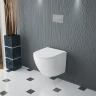 Комплект унитаза Owl 1975 Vind Cirkel-H TOWLT190302 с инсталляцией Grohe Rapid SL 38811KF0 с сиденьем Микролифт и Черной матовой клавишей смыва фарфор подвесной