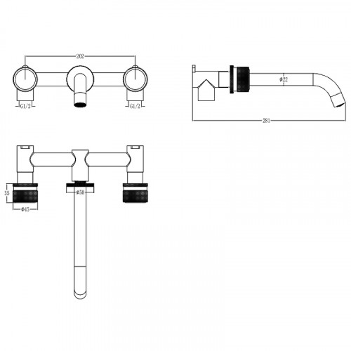 Смеситель для раковины Boheme Aura 152-2-CR-A Хром латунь встраиваемый