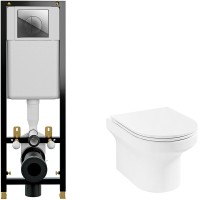 Комплект унитаза Jacob Delafon Elite EDX114RU-00 с инсталляцией Cersanit Black 35 S-IN-BLACK-Cg-w с сиденьем Микролифт и клавишей смыва Хром фарфор подвесной