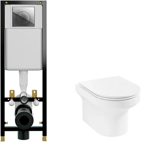 Комплект унитаза Jacob Delafon Elite EDX114RU-00 с инсталляцией Cersanit Black 35 S-IN-BLACK-Cg-w с сиденьем Микролифт и клавишей смыва Хром фарфор подвесной