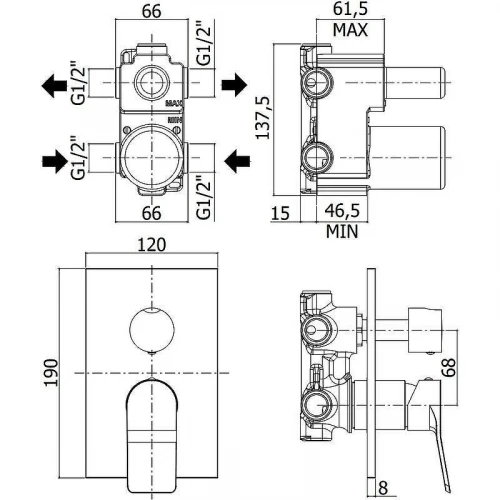 Смеситель для душа Paffoni Tilt TI018NO/M цвет Черный матовый