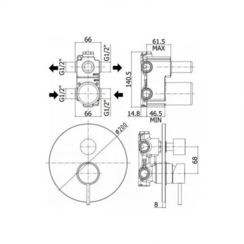 Смеситель для душа Paffoni Light LIG018ST Сталь встраиваемый