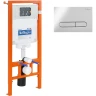 Комплект унитаза с инсталляцией BelBagno Acqua BB340CHR/BB2020SC/BB002-80/BB005-PR-CHROME с сиденьем Микролифт и клавишей смыва Хром глянцевый фаянс подвесной