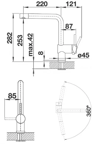 Смеситель для кухни Blanco Linus 516698 Антрацит латунь