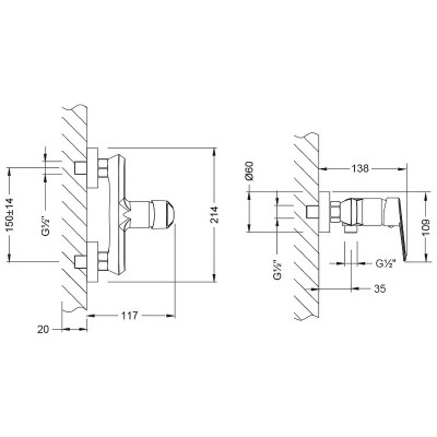 Смеситель для душа Lemark Point LM0303C Хром латунь на стену