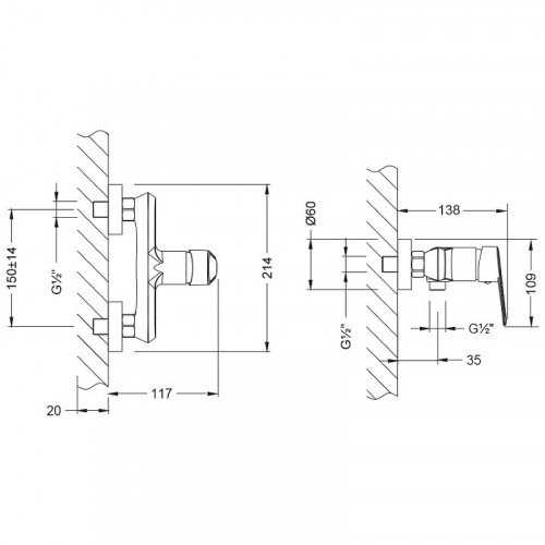 Смеситель для душа Lemark Point LM0303C Хром латунь на стену