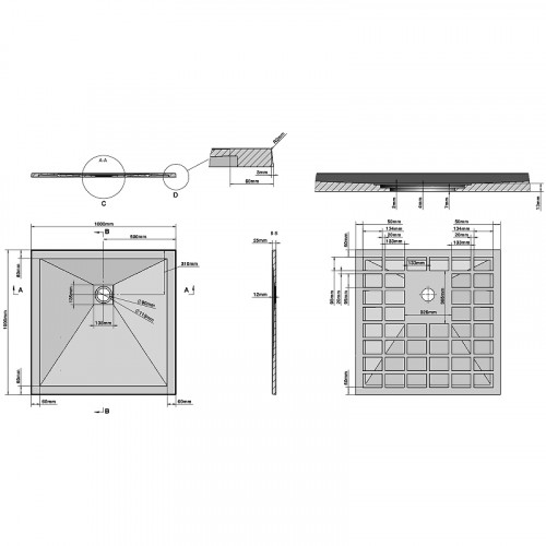 Душевой поддон из искусственного камня Grossman Strong 100x100 GR-S2100100Q Графит