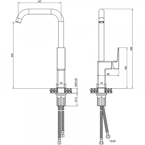 Смеситель для кухни Olive's Navarra 25432NRGM Оружейная сталь латунь
